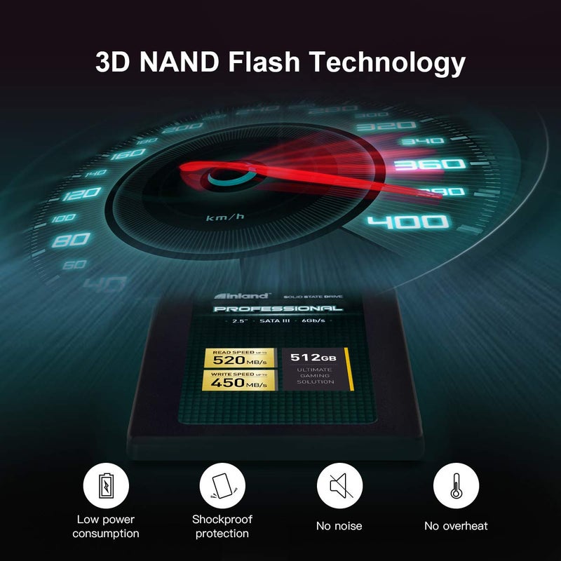 INLAND Professional 512GB SSD 3D TLC NAND SATA III 6Gb/s 2.5" 7mm Internal Solid State Drive (512GB) - Image 5
